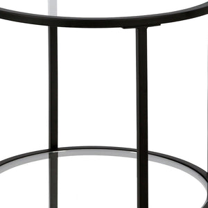 Homeroots 22" Black And Clear Glass And Steel Round End Table With Shelf   544216