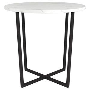 Homeroots 20" Black And White Faux Marble And Steel Round End Table   544222