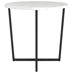 Homeroots 20" Black And White Faux Marble And Steel Round End Table   544222