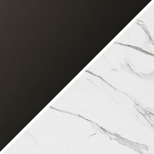 Homeroots 20" Black And White Faux Marble And Steel Round End Table   544222