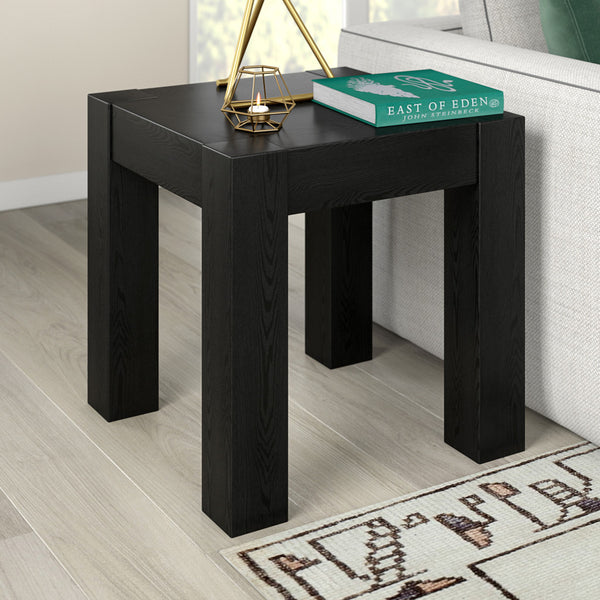 Homeroots 22" Black Wood Square End Table   544225