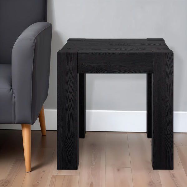 Homeroots 22" Black Wood Square End Table   544225