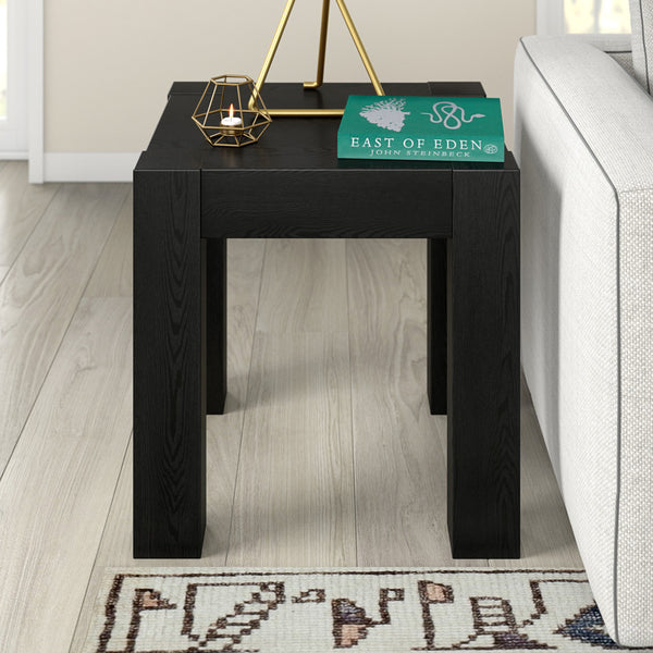 Homeroots 22" Black Wood Square End Table   544225