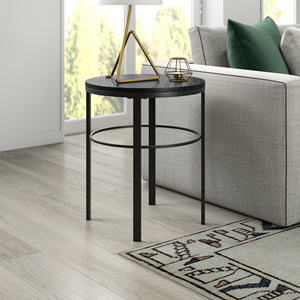 Homeroots 24" Black Wood And Steel Round End Table   544228