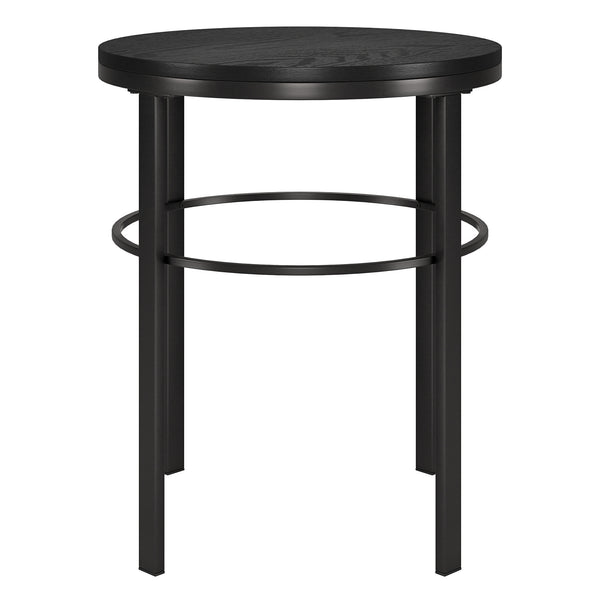 Homeroots 24" Black Wood And Steel Round End Table   544228