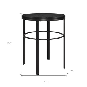 Homeroots 24" Black Wood And Steel Round End Table   544228