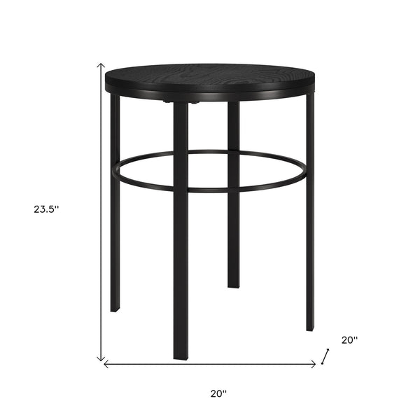 Homeroots 24" Black Wood And Steel Round End Table   544228