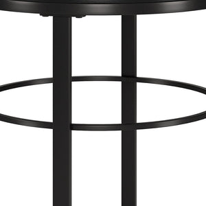 Homeroots 24" Black Wood And Steel Round End Table   544228