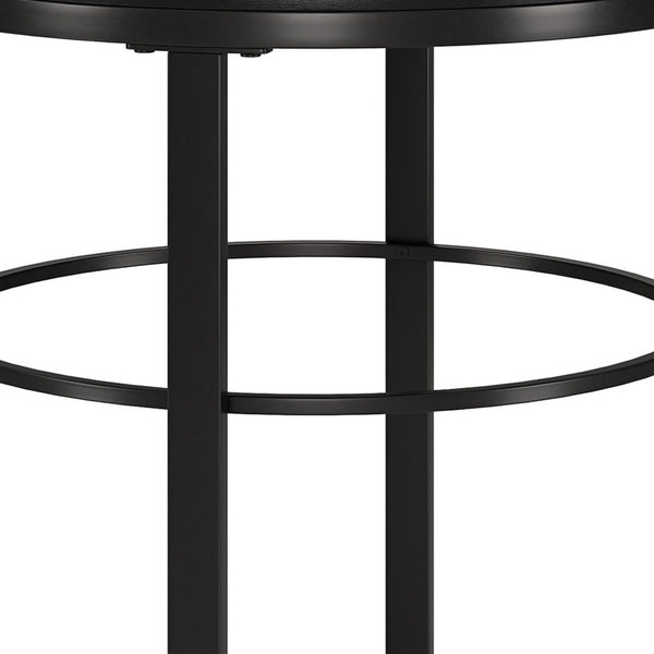 Homeroots 24" Black Wood And Steel Round End Table   544228