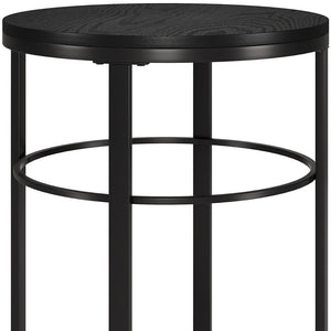Homeroots 24" Black Wood And Steel Round End Table   544228