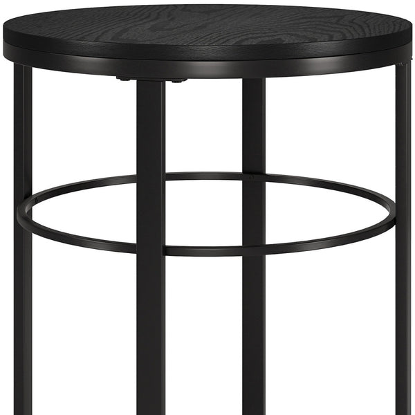 Homeroots 24" Black Wood And Steel Round End Table   544228