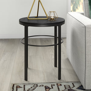 Homeroots 24" Black Wood And Steel Round End Table   544228