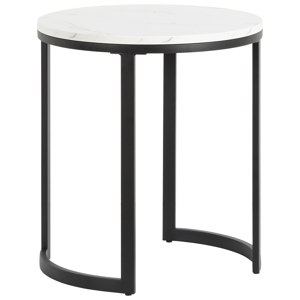 Homeroots 24" Black And White Faux Marble And Steel Round End Table   544231