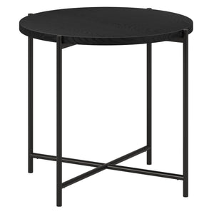 Homeroots 22" Black Wood And Steel Round End Table   544232