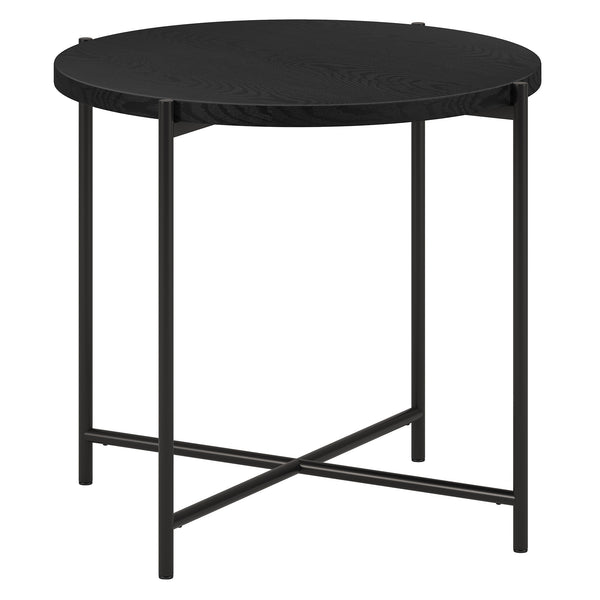 Homeroots 22" Black Wood And Steel Round End Table   544232