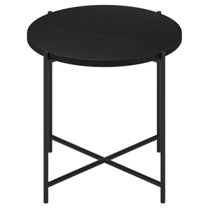 Homeroots 22" Black Wood And Steel Round End Table   544232