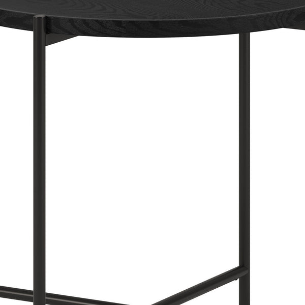 Homeroots 22" Black Wood And Steel Round End Table   544232