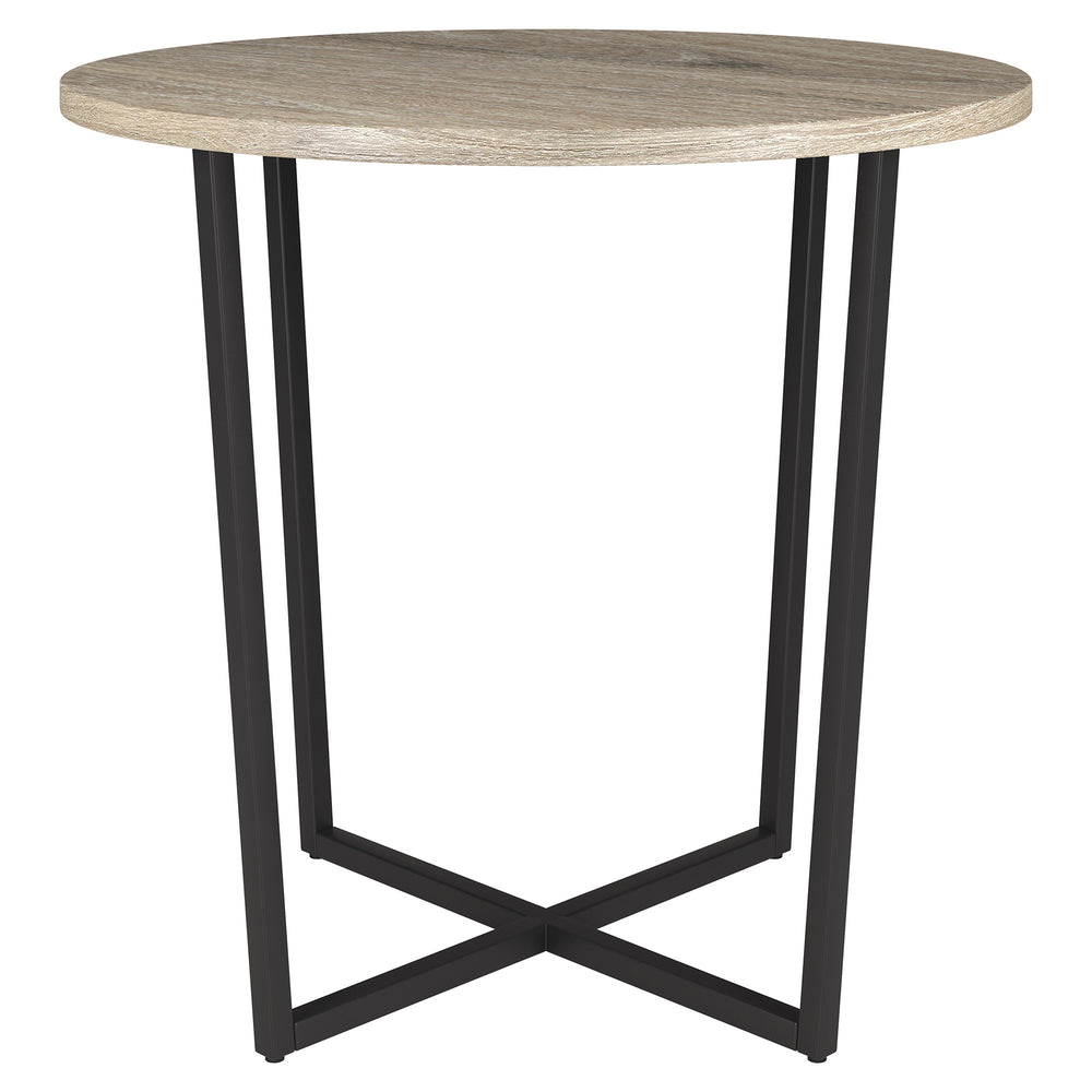 Homeroots 20" Black And Gray Wood And Steel Round End Table   544237