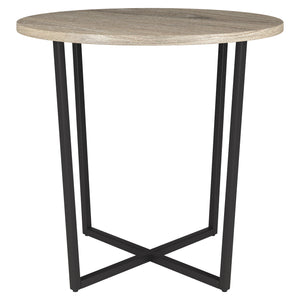 Homeroots 20" Black And Gray Wood And Steel Round End Table   544237