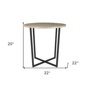Homeroots 20" Black And Gray Wood And Steel Round End Table   544237