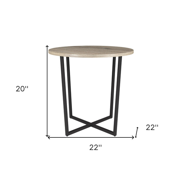 Homeroots 20" Black And Gray Wood And Steel Round End Table   544237