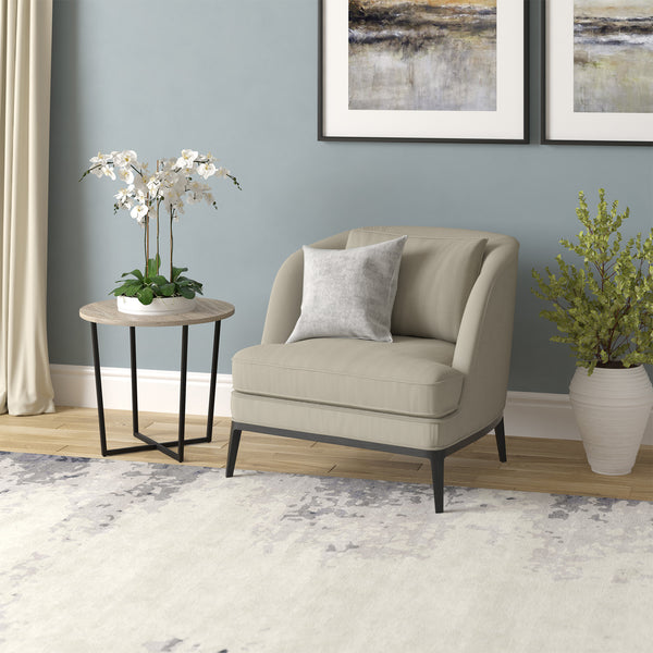 Homeroots 20" Black And Gray Wood And Steel Round End Table   544237