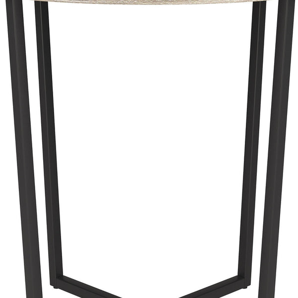 Homeroots 20" Black And Gray Wood And Steel Round End Table   544237