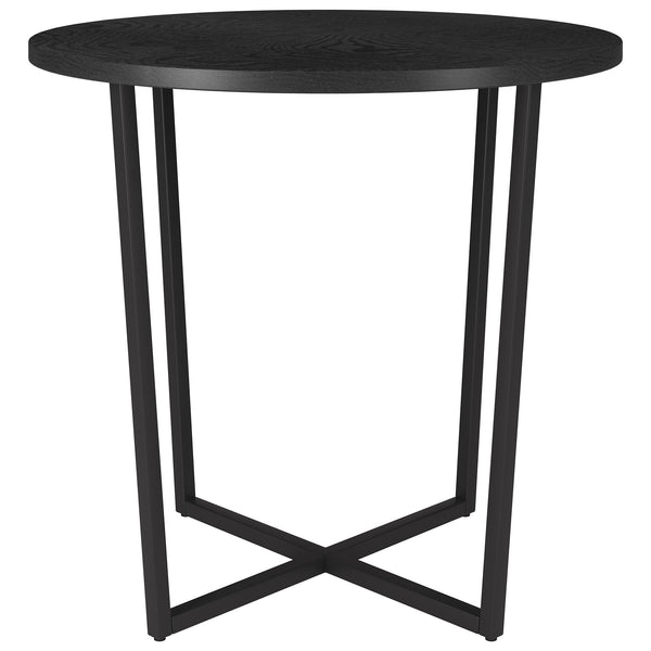 Homeroots 20" Black Wood And Steel Round End Table   544238