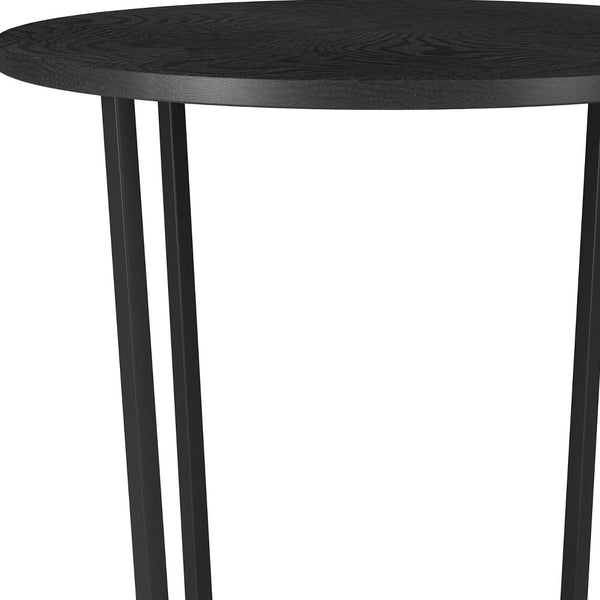 Homeroots 20" Black Wood And Steel Round End Table   544238