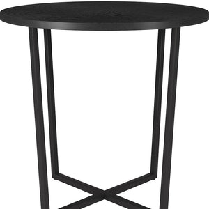 Homeroots 20" Black Wood And Steel Round End Table   544238
