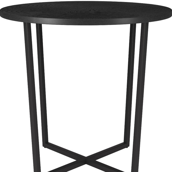 Homeroots 20" Black Wood And Steel Round End Table   544238