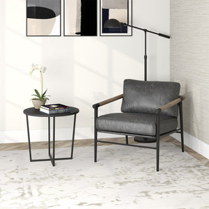 Homeroots 20" Black Wood And Steel Round End Table   544238