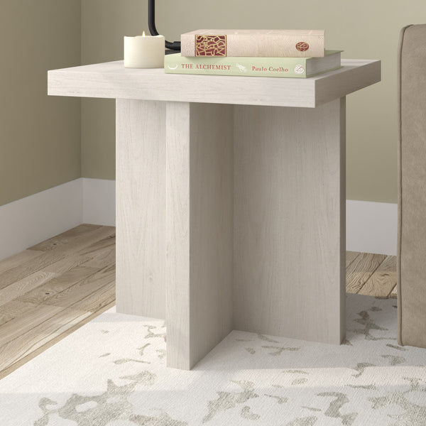 Homeroots 22" Alder White Wood Square End Table   544240