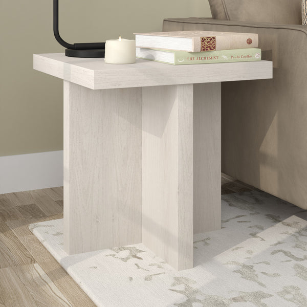 Homeroots 22" Alder White Wood Square End Table   544240