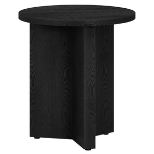 Homeroots 22" Black Wood Round End Table   544243