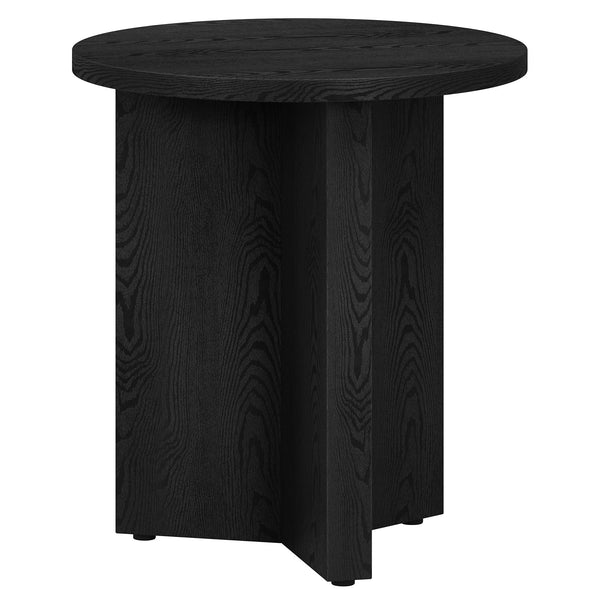 Homeroots 22" Black Wood Round End Table   544243