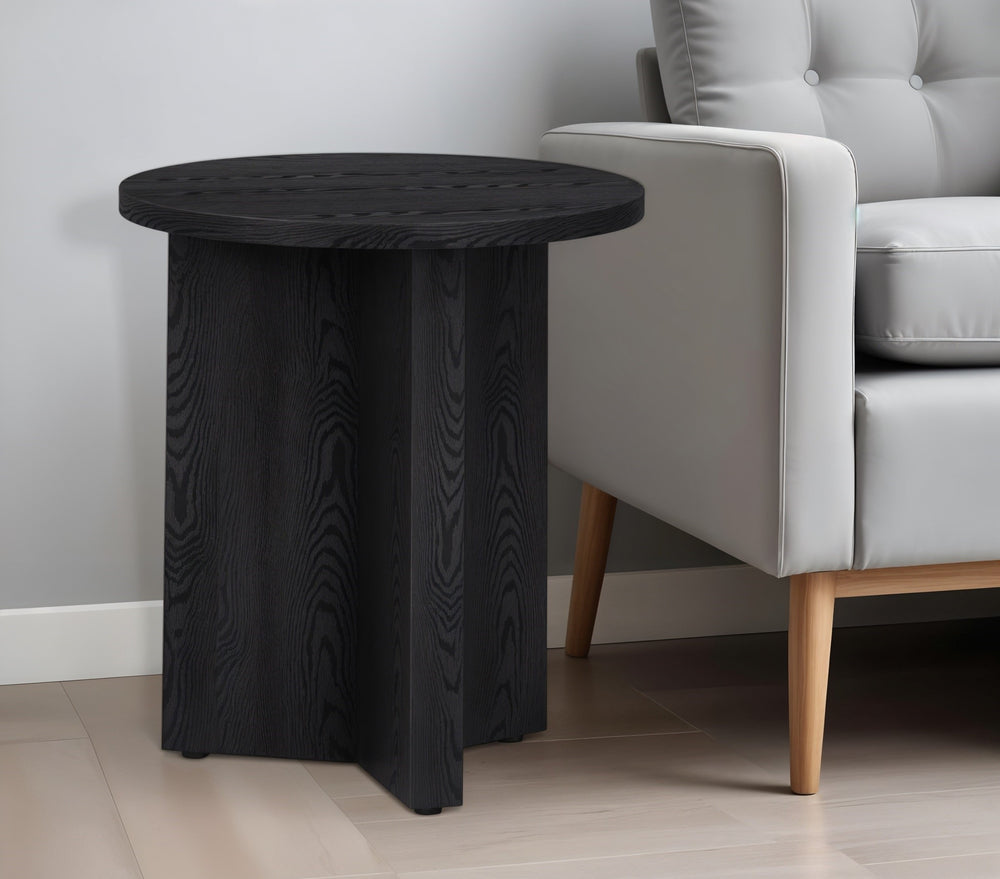 Homeroots 22" Black Wood Round End Table   544243