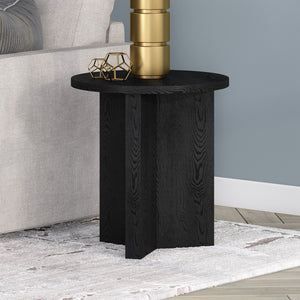 Homeroots 22" Black Wood Round End Table   544243