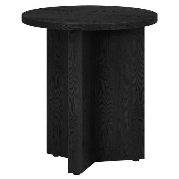 Homeroots 22" Black Wood Round End Table   544243