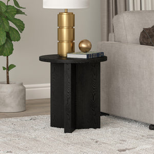 Homeroots 22" Black Wood Round End Table   544243