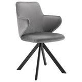 Homeroots Gray And Black Upholstered Velvet Dining Arm Chair  Metal And Wood 544251