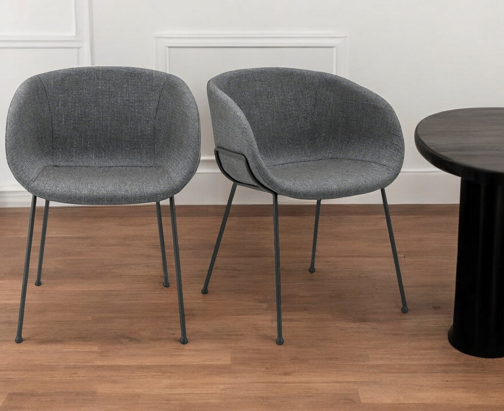 Homeroots Set Of Two Gray And Black Upholstered Fabric Dining Arm Chairs  Metal And Wood 544262