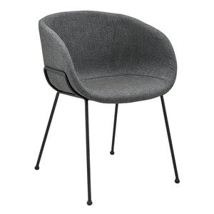 Homeroots Set Of Two Gray And Black Upholstered Fabric Dining Arm Chairs  Metal And Wood 544262