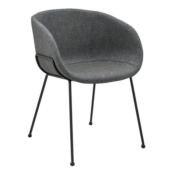 Homeroots Set Of Two Gray And Black Upholstered Fabric Dining Arm Chairs  Metal And Wood 544262