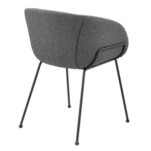 Homeroots Set Of Two Gray And Black Upholstered Fabric Dining Arm Chairs  Metal And Wood 544262