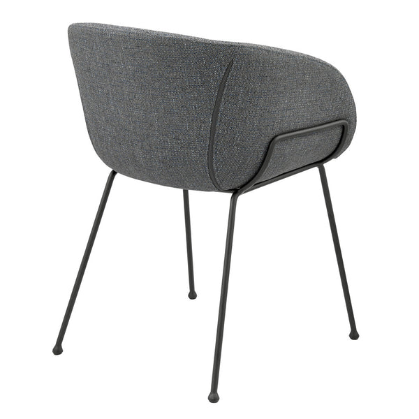 Homeroots Set Of Two Gray And Black Upholstered Fabric Dining Arm Chairs  Metal And Wood 544262