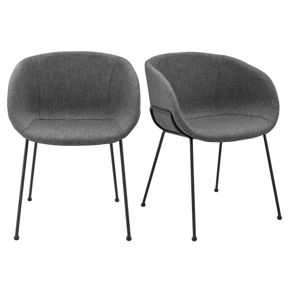 Homeroots Set Of Two Gray And Black Upholstered Fabric Dining Arm Chairs  Metal And Wood 544262