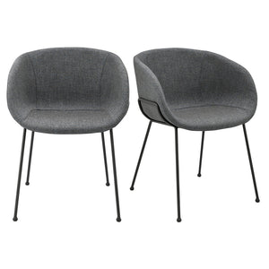 Homeroots Set Of Two Gray And Black Upholstered Fabric Dining Arm Chairs  Metal And Wood 544262
