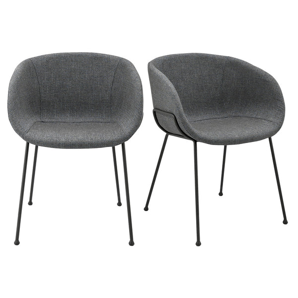 Homeroots Set Of Two Gray And Black Upholstered Fabric Dining Arm Chairs  Metal And Wood 544262