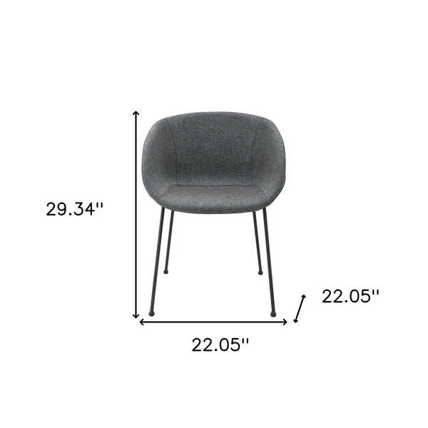 Homeroots Set Of Two Gray And Black Upholstered Fabric Dining Arm Chairs  Metal And Wood 544262